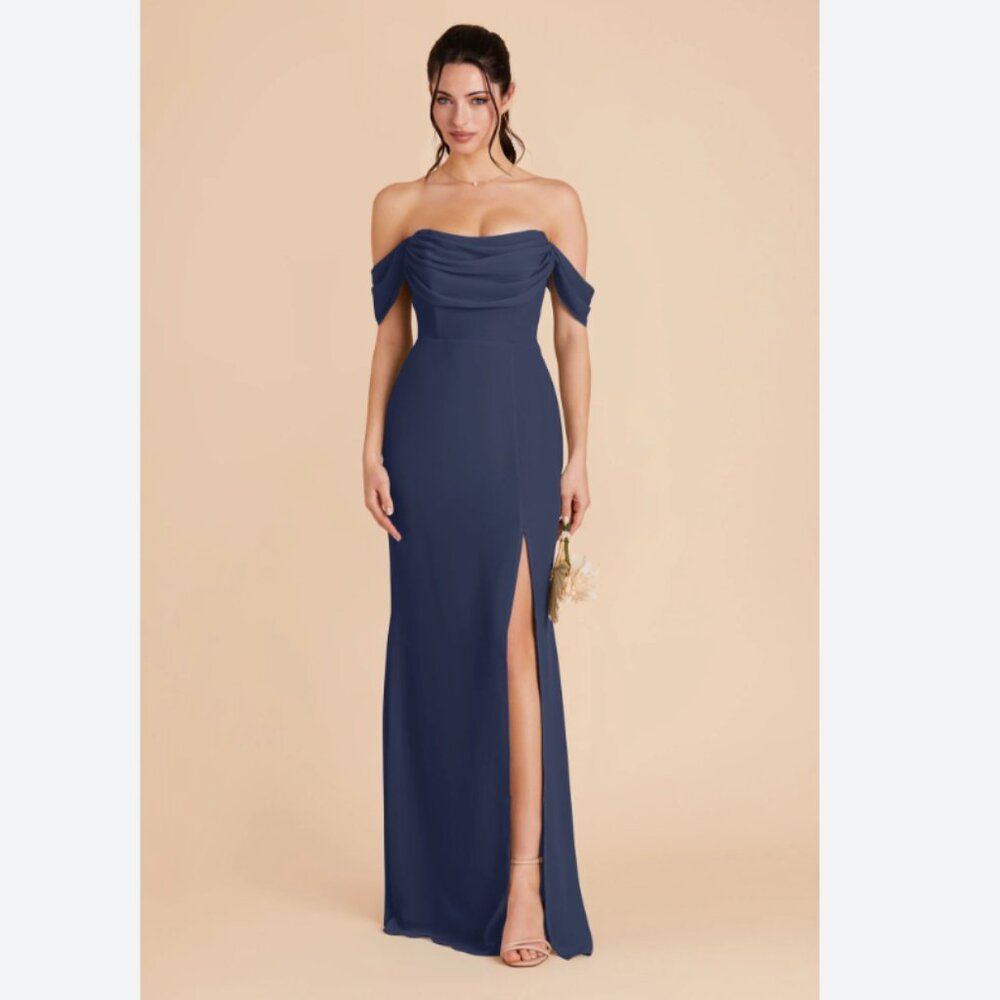 Birdy Grey Mira Convertible Bridesmaids Dress - Chiffon Slate Blue - Size Small